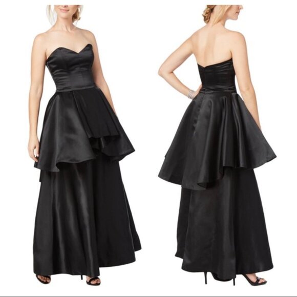 FAME AND PARTNERS Peplum Strapless Evening Dress